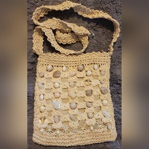 Vintage Boho Style Blue Miami Jewel Crochet Crossbody Bag